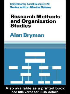 cover image of Research Methods and Organization Studies